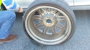 damaged flat mercedes tire