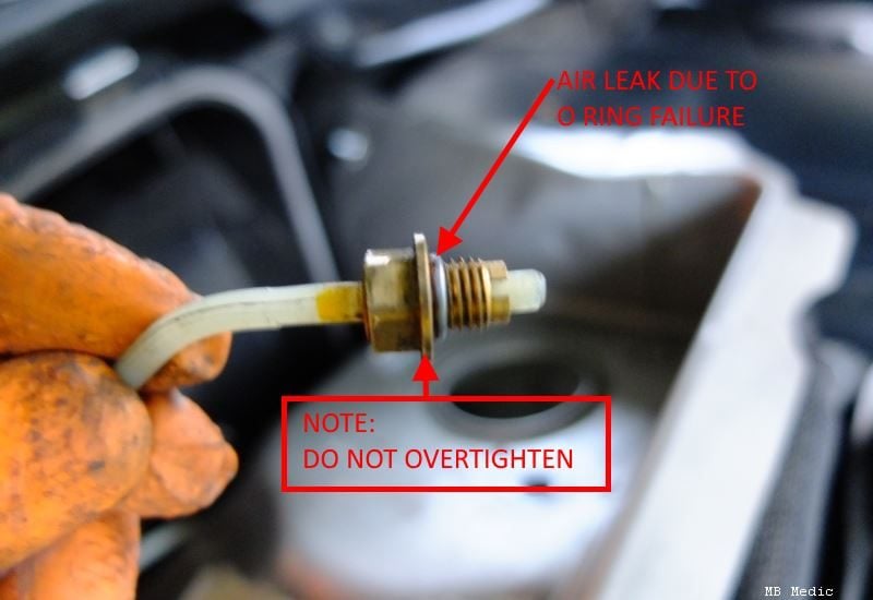 mercedes air suspension air line leak repair