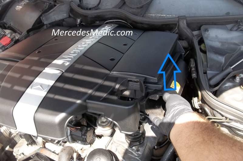 Remove engine cover to access mercedes ignition coils