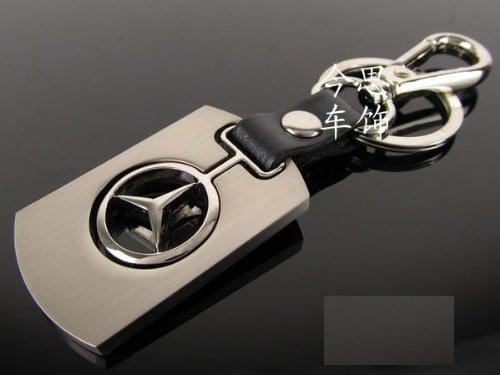 Mercedes-Benz 3D Chrome Metal rectangle Keychain key Ring --large