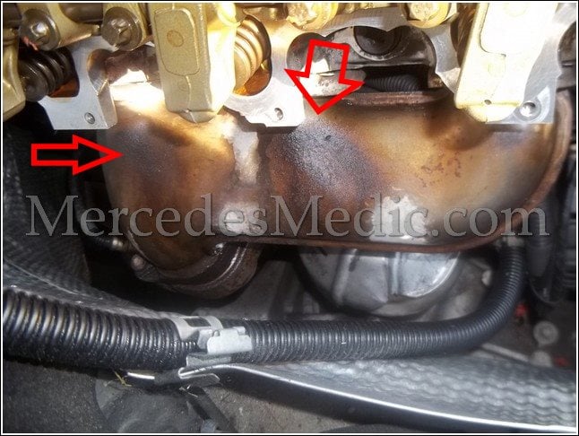 mercedes benz oil leak cabin burn oil smell exhaust valve cover