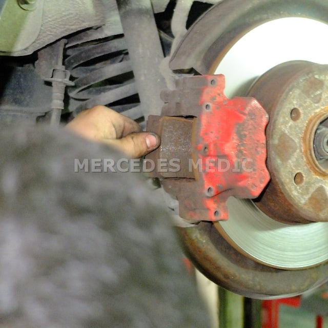 remove the old brake pads from your mercedes benz class